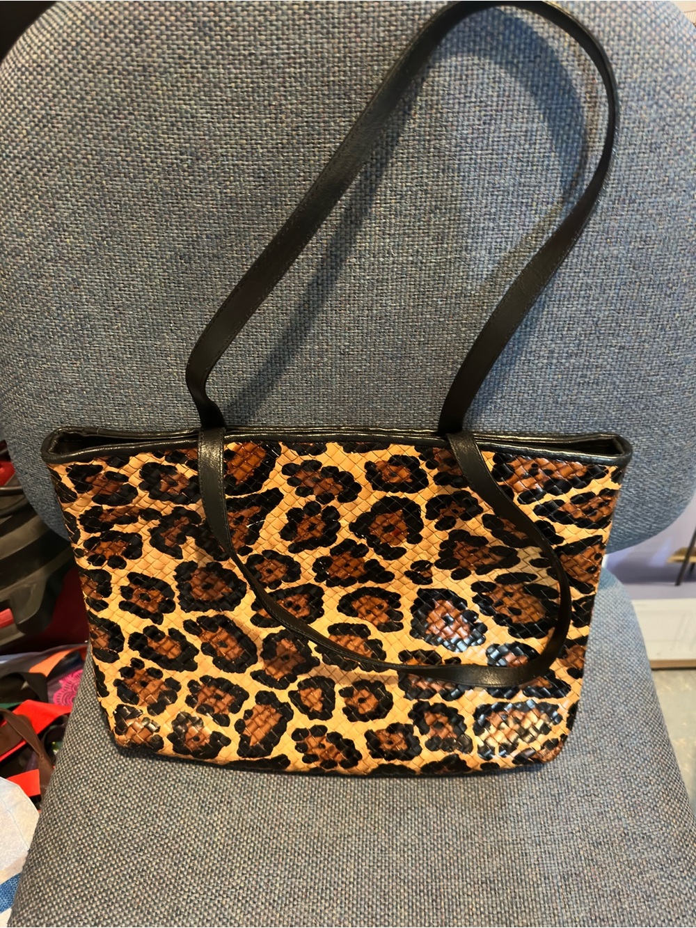 Women’s Leather Leopard Print Purse with Black Straps by Alfredo Picchi.